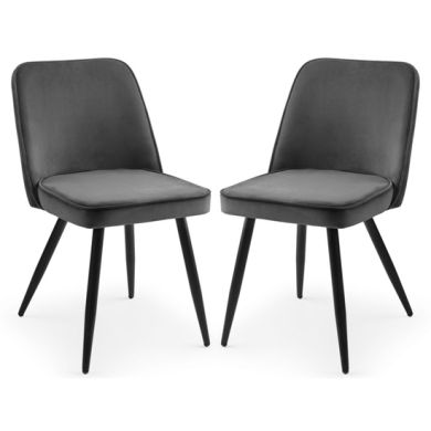 Burgess Grey Velvet Dining Chairs In Pair
