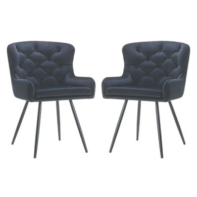 Burnhill Black Velvet Dining Chairs In Pair