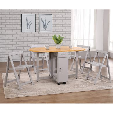 Butterfly Wooden Dining Table With 4 Chairs In Oak And Grey