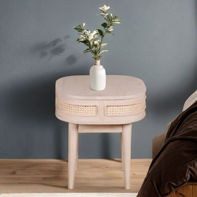 Valencia Cane & Mango Wood Bedside Cabinet In Natural