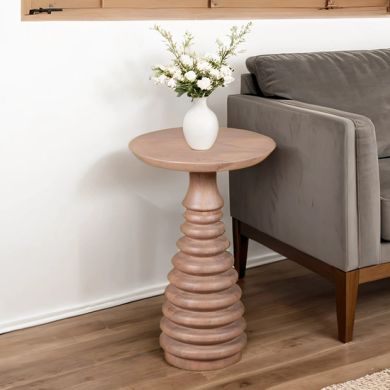 Valencia Cane & Mango Wood Side Table In Natural