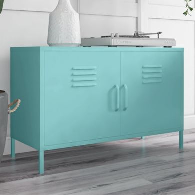 Cache Metal Locker Accent Cabinet In Mint With 2 Doors