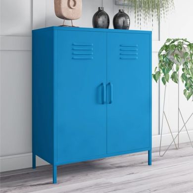 Cache Metal Locker Storage Cabinet In Blue With 2 Doors