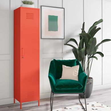 Cache Metal Locker Storage Cabinet In Orange With 1 Door
