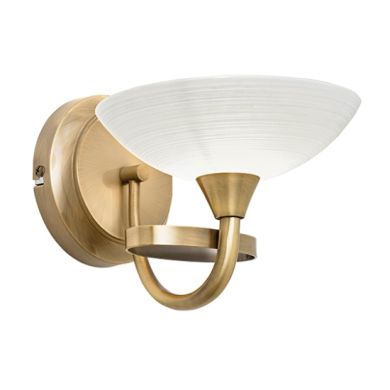 Cagney Matt White Glass Shade Wall Light In Antique Brass