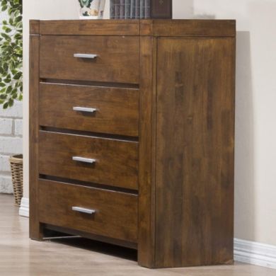 California Solid Rubberwood Chest Of Drawers In Rustic Oak With 4 Drawers