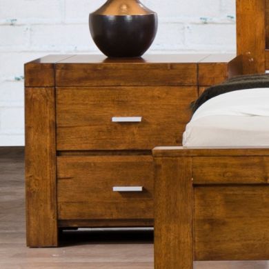 California Solid Rubberwood Nightstand In Rustic Oak