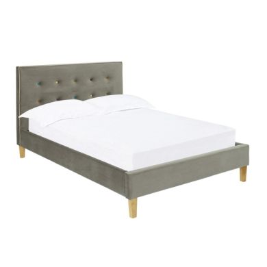 Camden Fabric Upholstered Double Bed In Grey