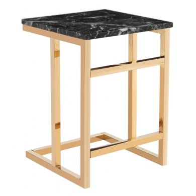 Camelot Marble Effect Lamp Table With Golden Chrome Base