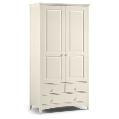 Cameo Wooden 2 Doors 3 Drawers Wardrobe In Stone White