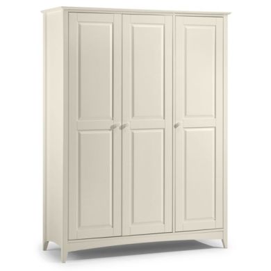 Cameo Wooden 3 Doors Wardrobe In Stone White