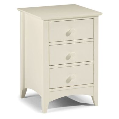 Cameo Wooden 3 Drawers Bedside Cabinet In Stone White
