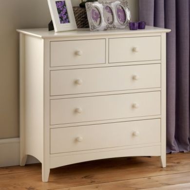 Cameo Wooden Chest Of Drawers In Stone White With 5 Drawers