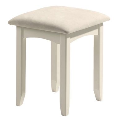 Cameo Wooden Dressing Stool In Stone White