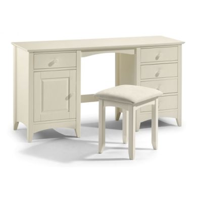 Cameo Wooden Dressing Table And Stool In Stone White