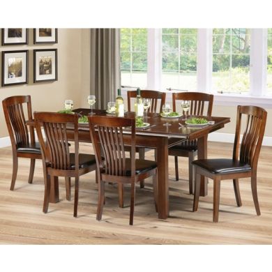 Canterbury Wooden Dining Table In Mahogany With 6 Chairs