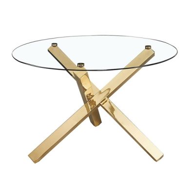Capri Glass Dining Table With Gold Metal Legs
