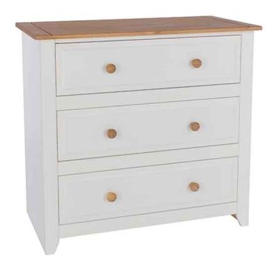 Capri Wooden Chest Of Drawers With 3 Drawers In Pine And White