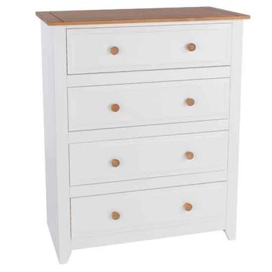 Capri Wooden Chest Of Drawers With 4 Drawers In Pine And White