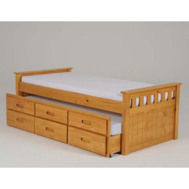 Captains Wooden Storage Single Bed With Guest Bed In Oak