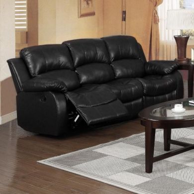 Carlino Bonded Leather Recliner 3 Seater Sofa In Black
