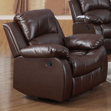 Carlino Leather Recliner 1 Seater Sofa In Brown