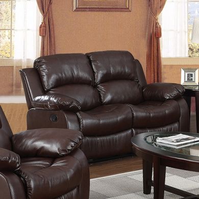 Carlino Recliner Full Bonded Leather 2 Seater In Brown