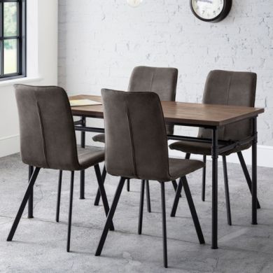 Carnegie Wooden Dining Table In Mocha Elm With 4 Monroe Chairs