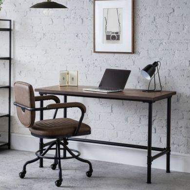 Carnegie Wooden Pipe Laptop Desk In Mocha Elm