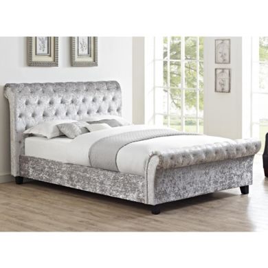 Carrie Crushed Velvet Double Bed In Grey
