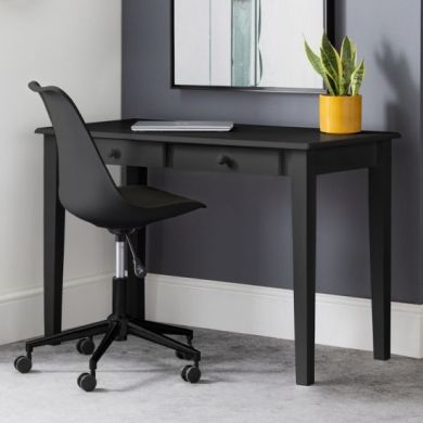 Carrington Wooden 2 Drawers Laptop Desk In Black