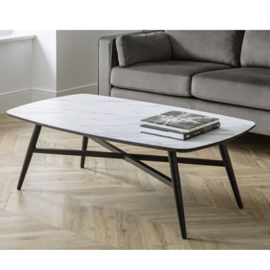 Caruso Wooden Coffee Table In White Marble Effect