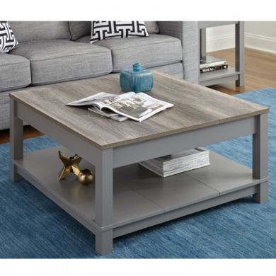 Carver Wooden Coffee Table In Grey And Weathered Oak
