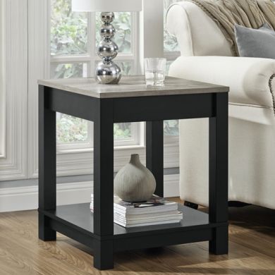 Carver Wooden End Table In Black And Weathered Oak