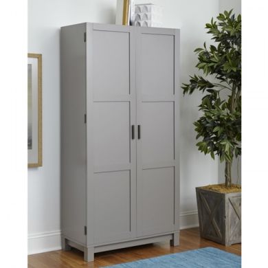 Carver Wooden Storage Cabinet In Grey And Weathered Oak