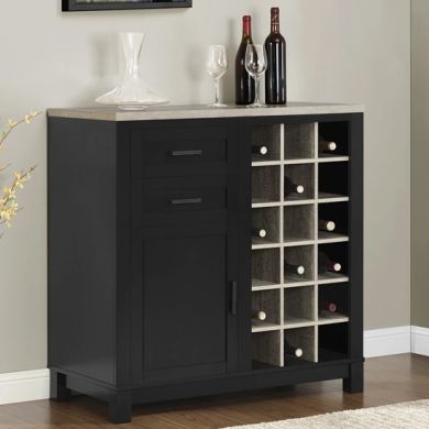 Carver Wooden Wine Cabinet In Black And Weathered Oak