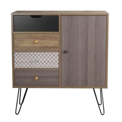 Casablanca Small Woden Sideboard In Oak With 1 Door And 4 Drawers