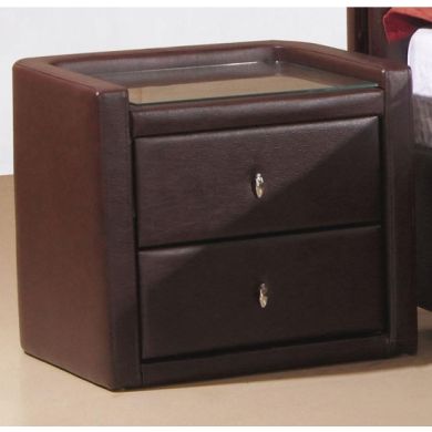 Caxton Faux Leather Bedside Cabinet In Brown