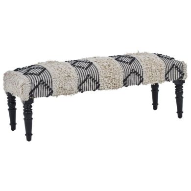Clutton Moroccan Cotton Fabric Seating Bench In Black And White