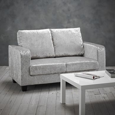 Centuri Crushed Velvet Upholstered 2 Seater Sofa In Silver