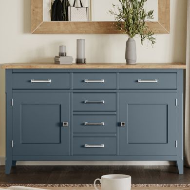 Signature Wooden Sideboard With 2 Doors And 6 Drawers In Blue
