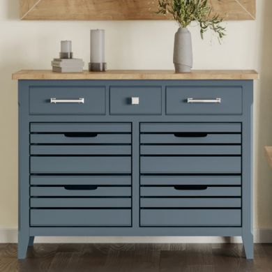 Signature Wooden Sideboard With 3 Drawers And 4 Crates In Blue