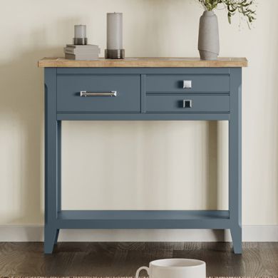 Signature Wooden Console Table With 3 Drawers In Blue