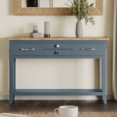Signature Wooden Console Table With 4 Drawers In Blue
