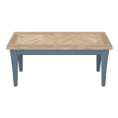 Signature Wooden Large Dining Bench In Blue And Oak