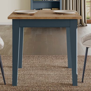 Signature Wooden Square Dining Table In Blue And Oak