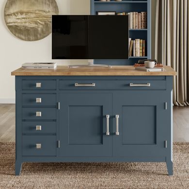 Signature Wooden Home And Office Hidden Computer Desk In Blue