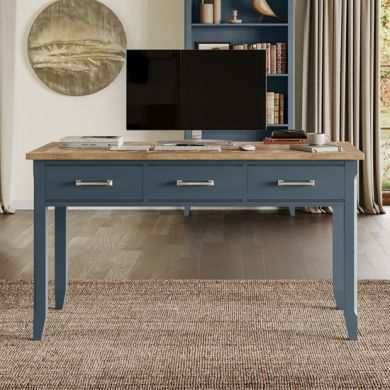 Signature Wooden Computer Desk With 3 Drawers In Blue