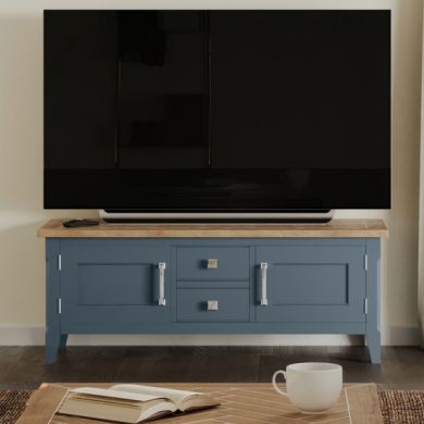 Signature Wooden TV Stand With 2 Doors And 2 Drawers In Blue