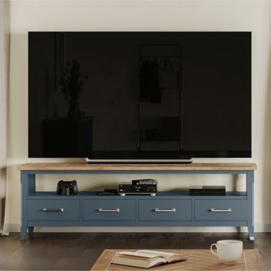 Signature Wooden TV Stand With 4 Drawers In Blue